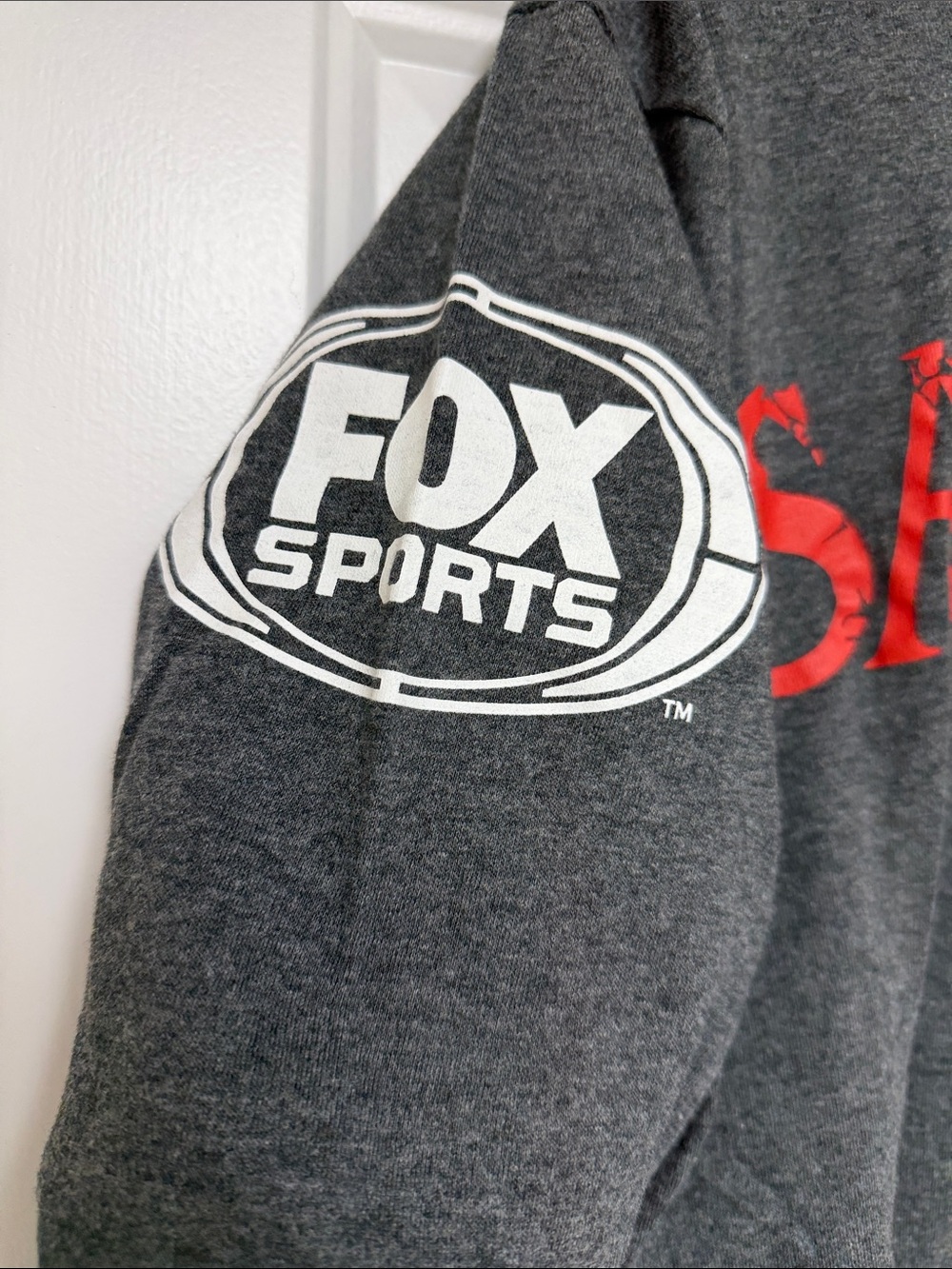 Saratoga Gray Hooded Pullover with Red Logo - Picture 2 of 5